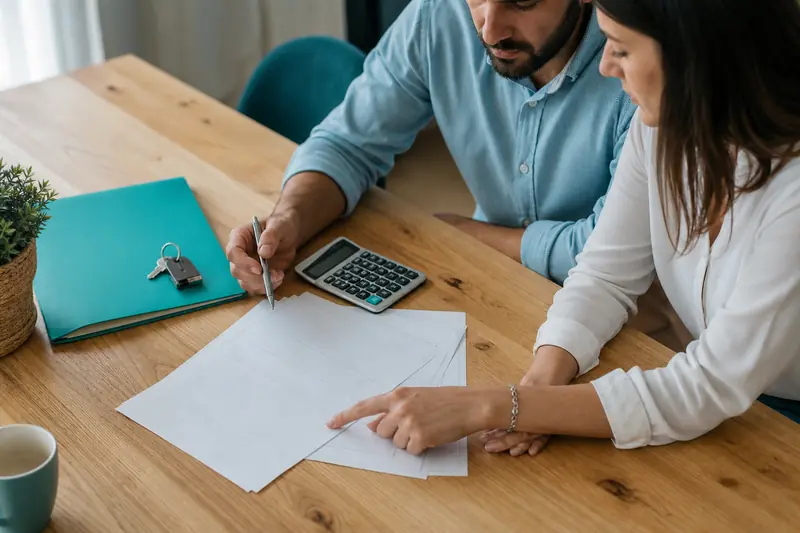Comparaison de documents d’assurance crédit immobilier sur une table en bois clair