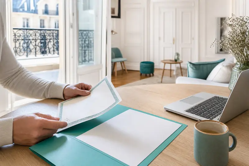 Certificat d’adhésion d’assurance emprunteur posé avec un dossier de crédit immobilier