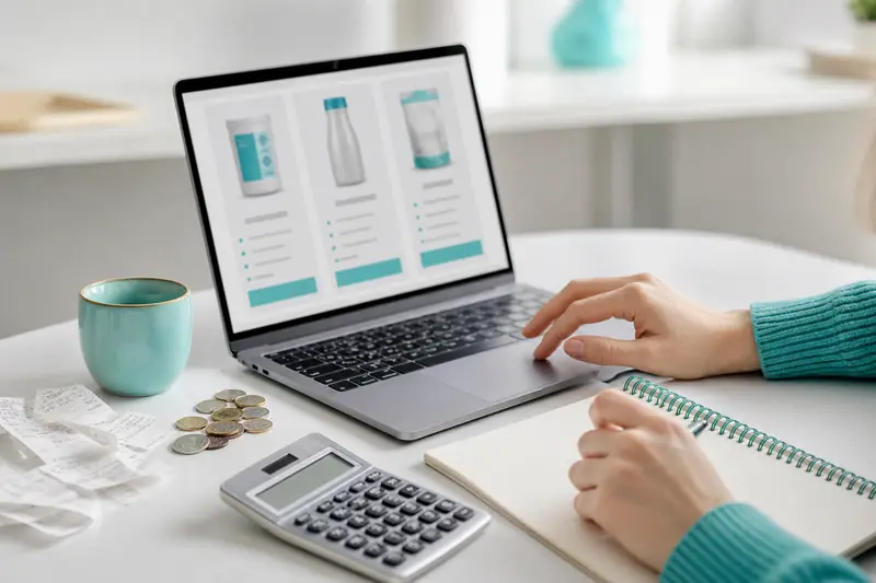 Comparaison du prix du marché avec calculatrice, reçus et budget d’achat