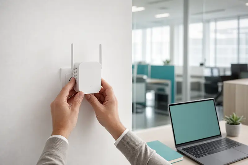 Installation d’un répéteur wifi pro dans un espace de travail lumineux