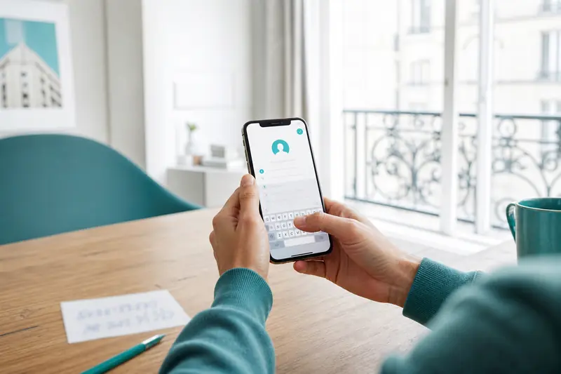 Ajout d’un numéro dans WhatsApp depuis un smartphone posé sur une table.