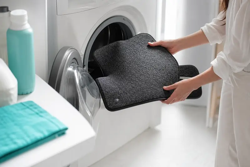 Tapis de voiture textile préparé pour un lavage en machine à laver