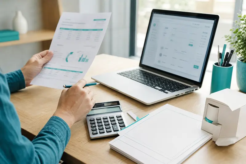 Demande de prêt professionnel sur ordinateur dans un bureau d’entreprise français