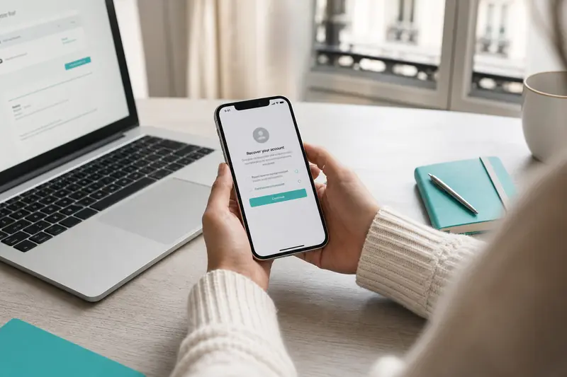 Réactivation d’un compte Snapchat sur smartphone depuis un bureau lumineux.