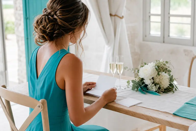 Préparation d’un discours de mariage sur des fiches dans une salle lumineuse