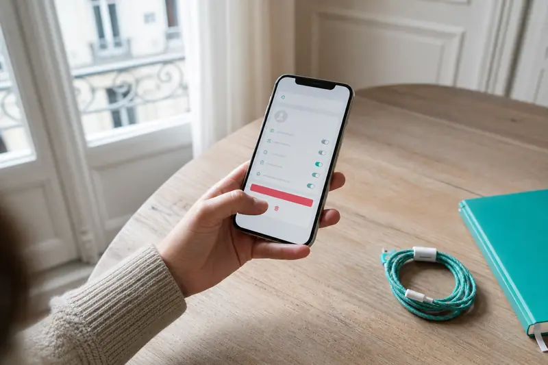 Main utilisant un smartphone pour supprimer un compte Snapchat en toute sécurité