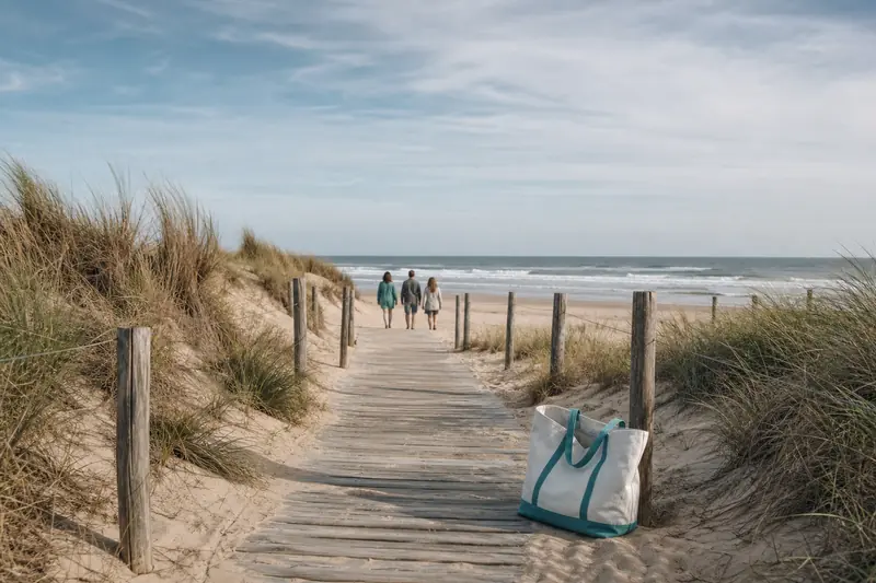 Passerelle en bois vers une plage méconnue de la côte atlantique française