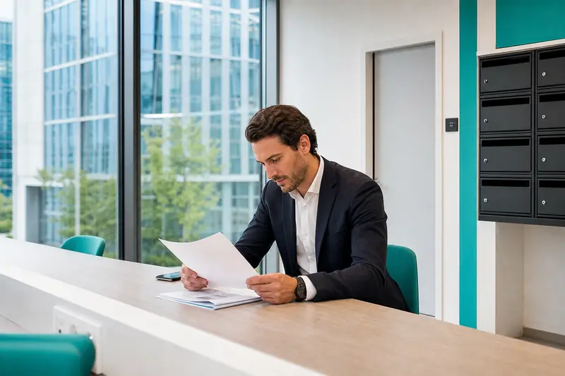 Entrepreneur préparant la domiciliation de son entreprise dans les Hauts-de-Seine.