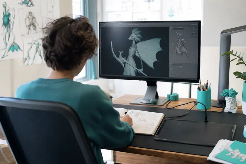Étudiant en école d’effets spéciaux travaillant sur une animation 3D originale.