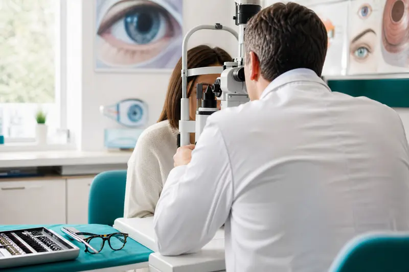 Consultation d’hypermétropie avec mesure de la vision chez un ophtalmologiste