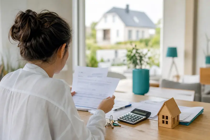 Acheteur calculant son apport personnel avant l'achat d'une maison