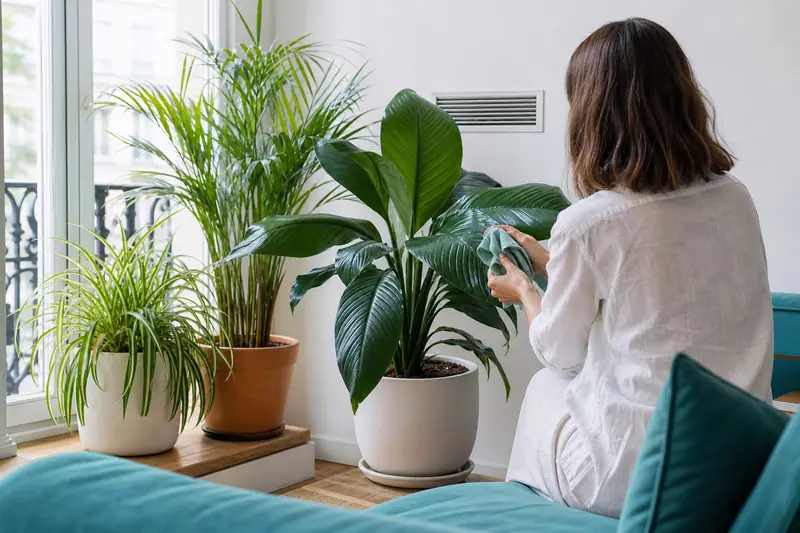 Plantes d’intérieur près d’une fenêtre pour améliorer la qualité de l’air