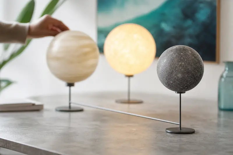 Maquette de Vénus et Mercure illustrant leur différence de température