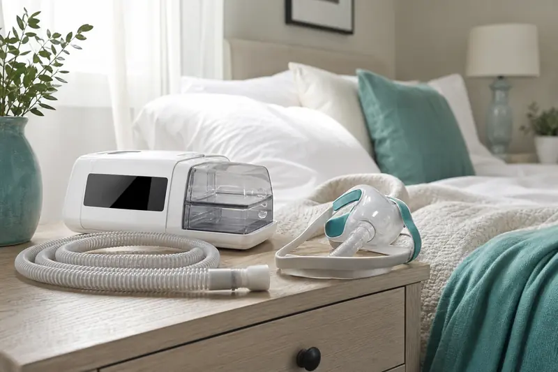 Appareil pour l’apnée du sommeil et masque PPC sur table de chevet