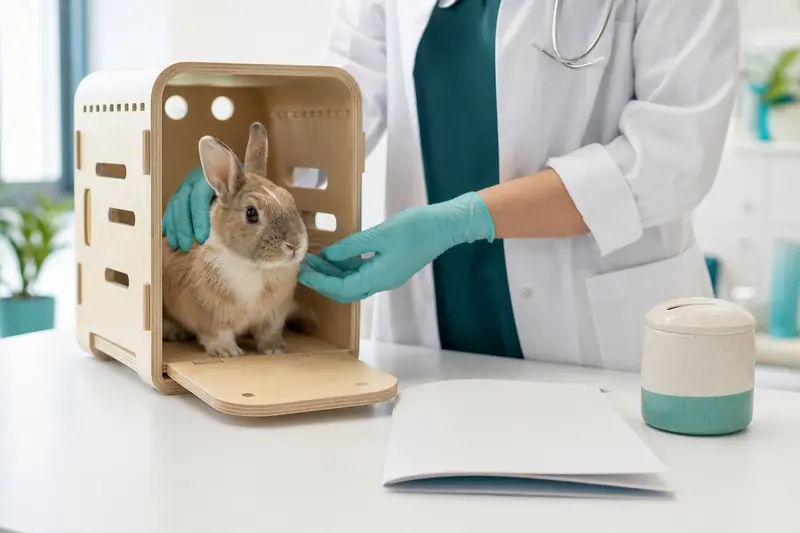 Lapin chez le vétérinaire pour illustrer le choix d’une assurance santé.