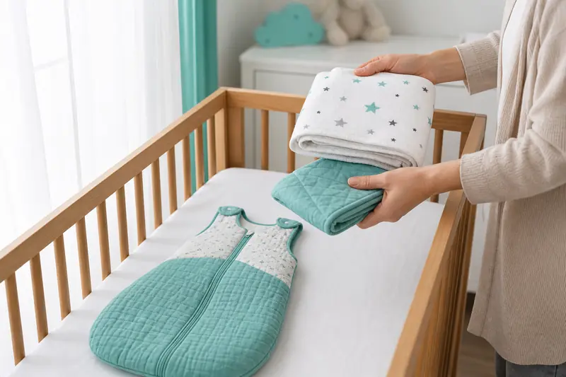 Comparaison entre une couverture, une couette et une gigoteuse pour bébé.