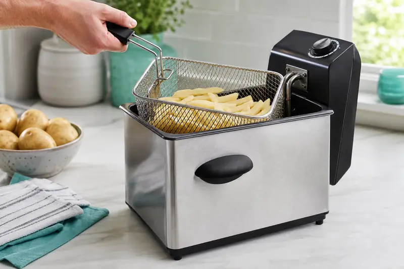 Friteuse Riviera et Bar QD574A en inox avec panier de frites fraîches