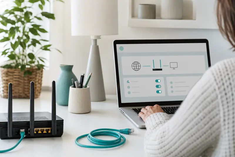 Configuration d’un proxy internet sur un ordinateur dans un bureau lumineux