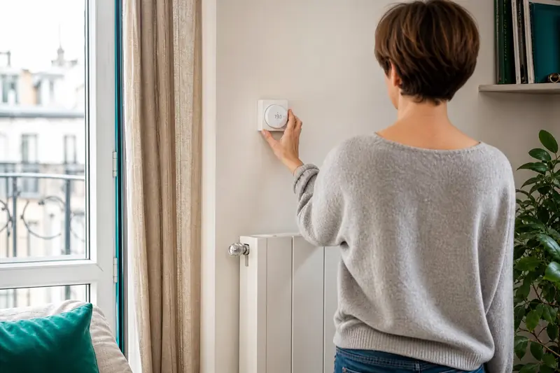 Réglage du chauffage dans un logement écologique lumineux et bien entretenu