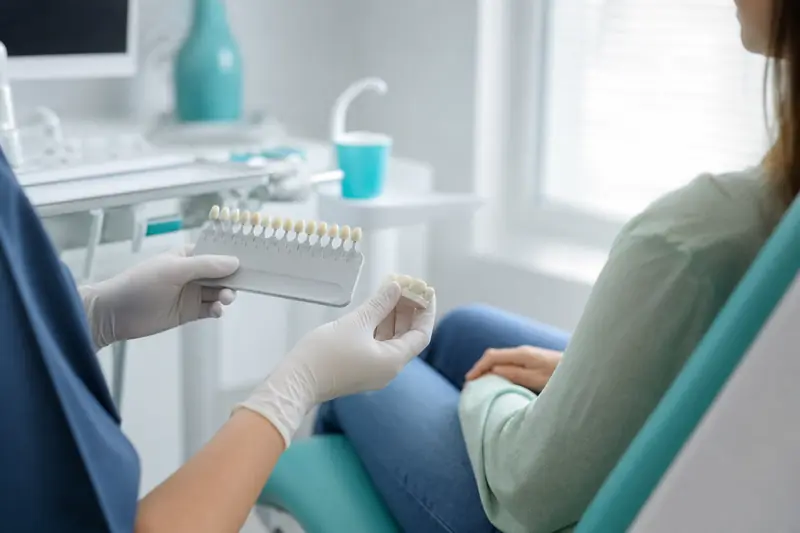 Consultation dentaire pour choisir entre facettes dentaires et blanchiment du sourire.