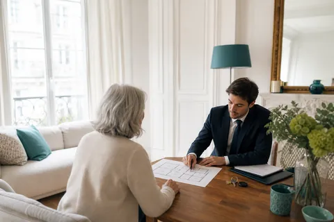 Vente en nue-propriété préparée avec un notaire dans un appartement lumineux